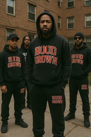 Hoodgrown Crew Set — Red on Black